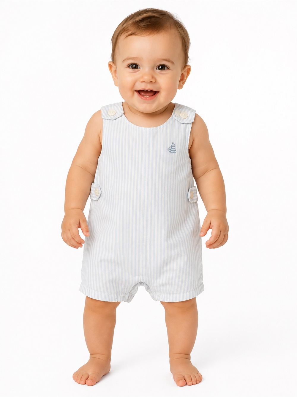 Light Blue Pinstripe Baby  Romper - 0608
